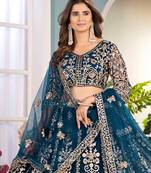 TEAL embroidered sequin net lehenga choli