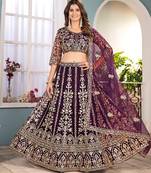 PURPLE embroidered sequin net lehenga choli