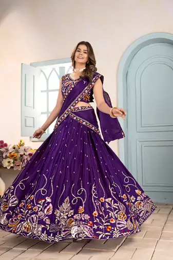 PURPLE DESIGNER embroidered LEHENGA CHOLI 