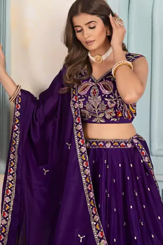 PURPLE DESIGNER embroidered LEHENGA CHOLI 