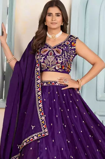 PURPLE DESIGNER embroidered LEHENGA CHOLI 