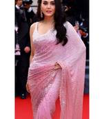 Light Purple Georgette Sequins Embroidered Bollywood Saree