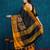 black cotton silk kutchi work saree with unstitched blouse