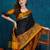 black cotton silk kutchi work saree with unstitched blouse