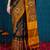 black cotton silk kutchi work saree with unstitched blouse