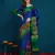 blue cotton silk kutchi work saree with unstitched blouse