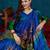 blue cotton silk kutchi work saree with unstitched blouse