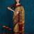 beige cotton silk kutchi work saree with unstitched blouse