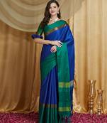 Riva enterprise women's cotton silk solid print saree with blouse