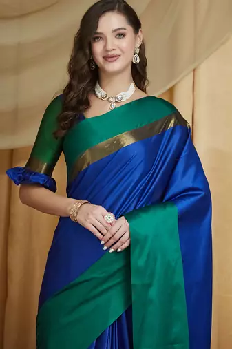 Riva enterprise women's cotton silk solid print saree with blouse