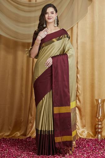 Riva enterprise women's cotton silk solid print saree with blouse