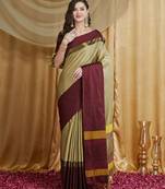 Riva enterprise women's cotton silk solid print saree with blouse