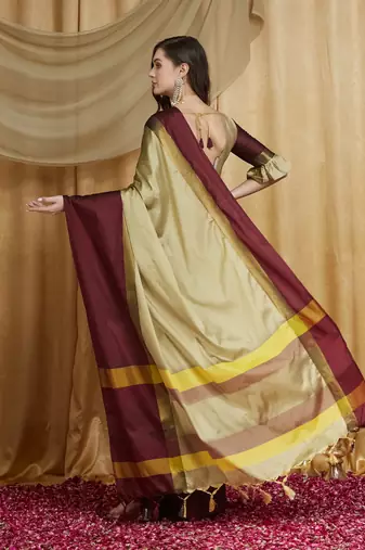 Riva enterprise women's cotton silk solid print saree with blouse