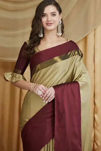 Riva enterprise women's cotton silk solid print saree with blouse