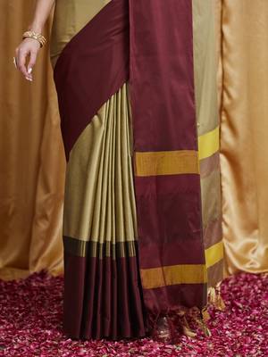 Riva enterprise women's cotton silk solid print saree with blouse 4