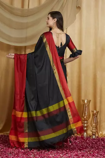 Riva enterprise women's cotton silk solid print saree with blouse