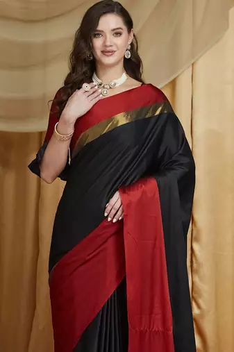 Riva enterprise women's cotton silk solid print saree with blouse