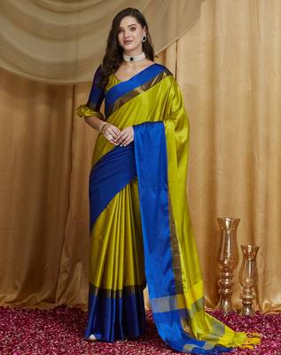 Riva enterprise women's cotton silk solid print saree with blouse 1