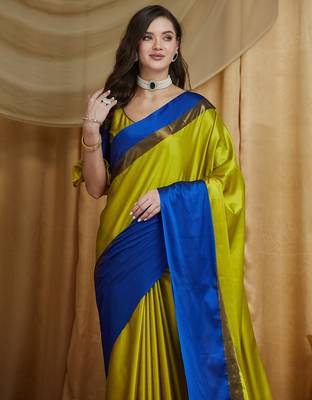 Riva enterprise women's cotton silk solid print saree with blouse 3