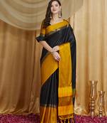 Riva enterprise women's cotton silk solid print saree with blouse