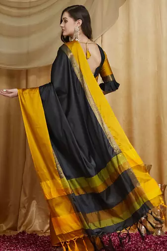 Riva enterprise women's cotton silk solid print saree with blouse