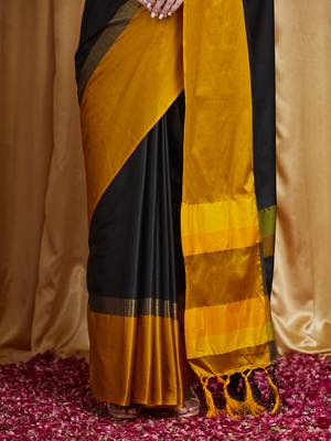 Riva enterprise women's cotton silk solid print saree with blouse 4