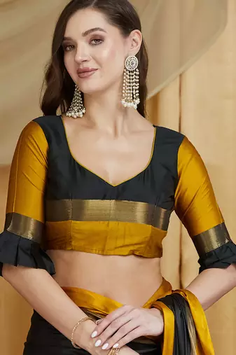 Riva enterprise women's cotton silk solid print saree with blouse