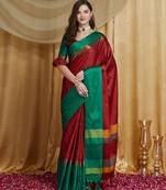 Riva enterprise women's cotton silk solid print saree with blouse