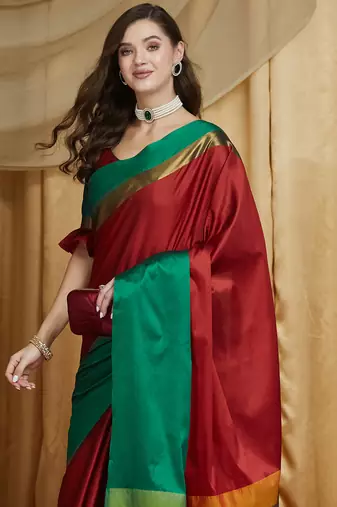 Riva enterprise women's cotton silk solid print saree with blouse