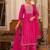 Pink pure cotton  stiched sharara suit with dupatta zari embroidry in yoke and  border & lace work in sharara