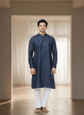 Navy blue cotton kurta churidar 1
