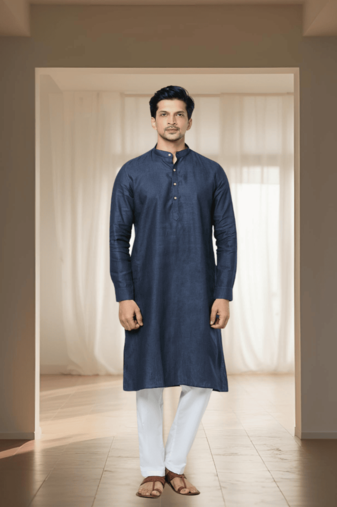 Navy blue cotton kurta churidar