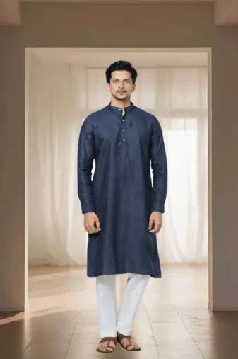 Navy blue cotton kurta churidar