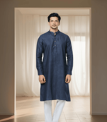 Navy blue cotton kurta churidar