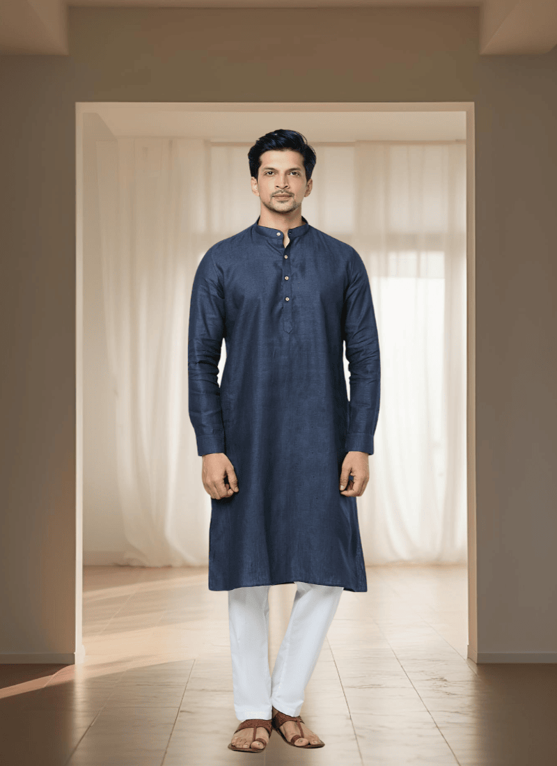 Navy blue cotton kurta churidar