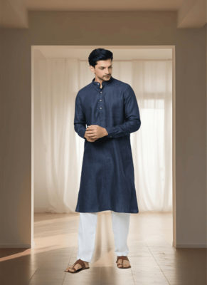 Navy blue cotton kurta churidar 2