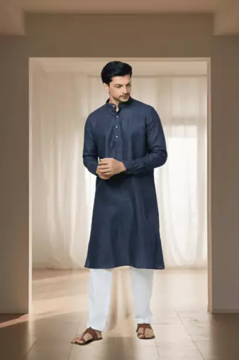 Navy blue cotton kurta churidar