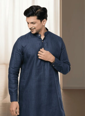 Navy blue cotton kurta churidar 3