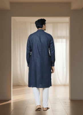 Navy blue cotton kurta churidar 4