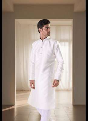 Cream silk kurta churidar sets 3