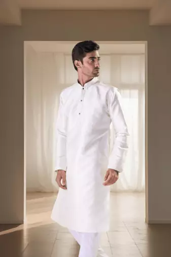 Cream silk kurta churidar sets