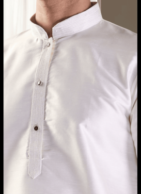 Cream silk kurta churidar sets 4