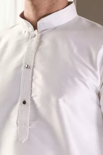 Cream silk kurta churidar sets