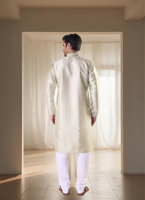 Fawn silk kurta with churidar traditional ethnic wear 2