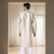 Fawn silk kurta with churidar traditional ethnic wear