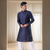 Navy blue silk kurta set for men's