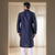 Navy blue silk kurta set for men's