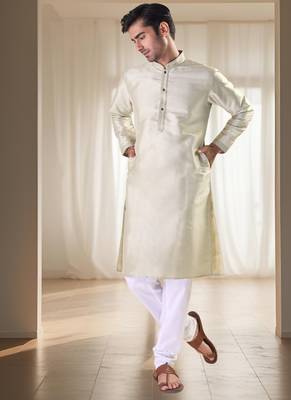 Fawn silk kurta with churidar traditional ethnic wear 4
