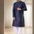 Navy blue silk kurta set for men's