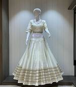 Traditional Roman Silk White Gota Lace Lehenga Choli